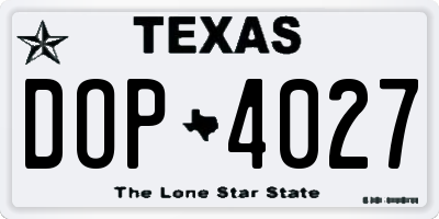 TX license plate DOP4027