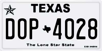 TX license plate DOP4028