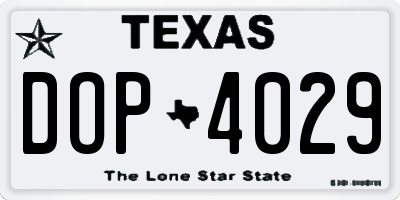 TX license plate DOP4029
