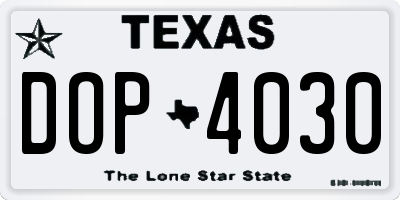 TX license plate DOP4030