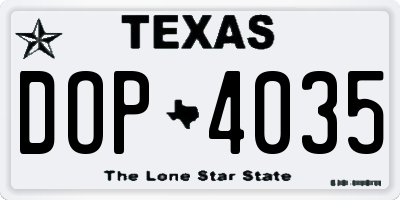 TX license plate DOP4035