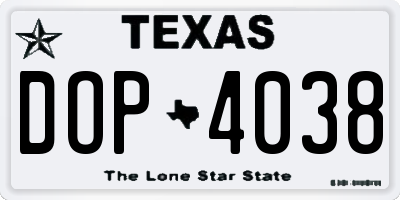 TX license plate DOP4038
