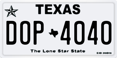 TX license plate DOP4040
