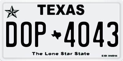 TX license plate DOP4043