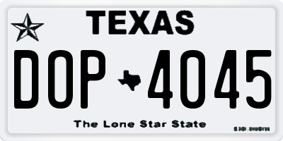 TX license plate DOP4045