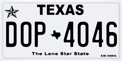 TX license plate DOP4046