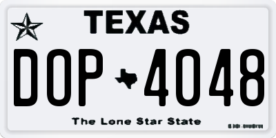 TX license plate DOP4048