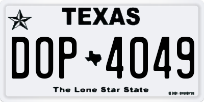 TX license plate DOP4049
