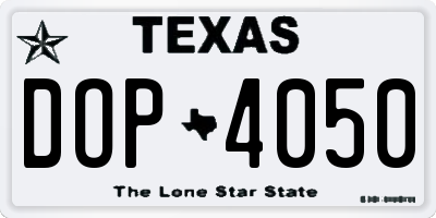 TX license plate DOP4050