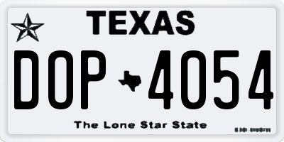 TX license plate DOP4054