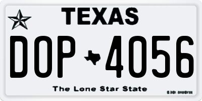 TX license plate DOP4056