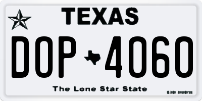TX license plate DOP4060