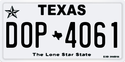 TX license plate DOP4061
