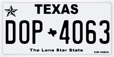 TX license plate DOP4063