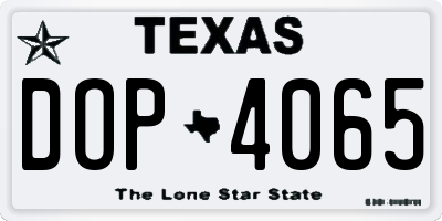 TX license plate DOP4065