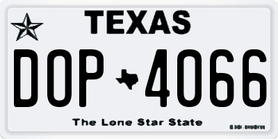 TX license plate DOP4066