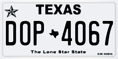 TX license plate DOP4067
