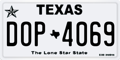 TX license plate DOP4069