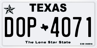 TX license plate DOP4071