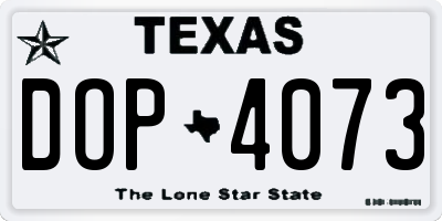 TX license plate DOP4073