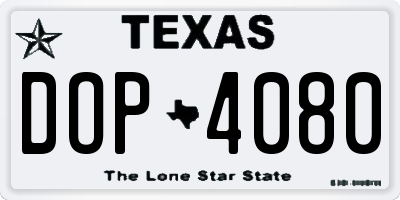TX license plate DOP4080