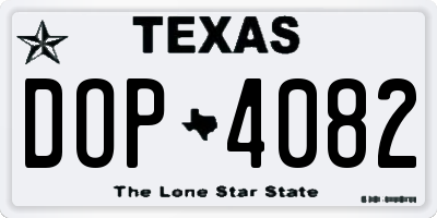 TX license plate DOP4082