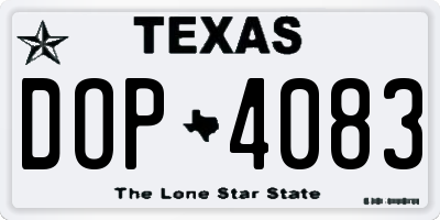 TX license plate DOP4083