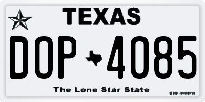 TX license plate DOP4085