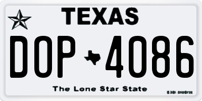 TX license plate DOP4086