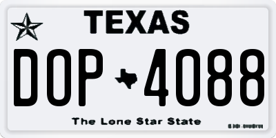 TX license plate DOP4088