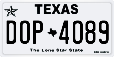 TX license plate DOP4089