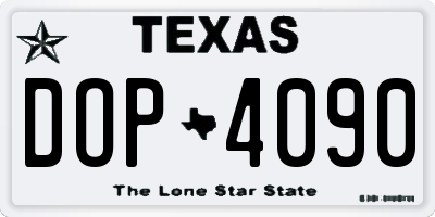 TX license plate DOP4090