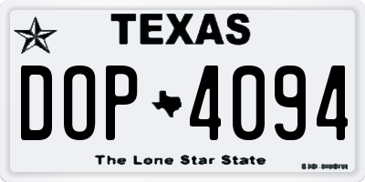 TX license plate DOP4094