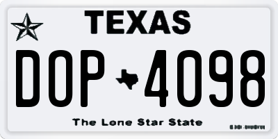 TX license plate DOP4098