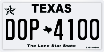 TX license plate DOP4100