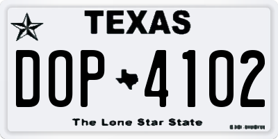 TX license plate DOP4102