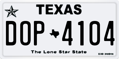 TX license plate DOP4104