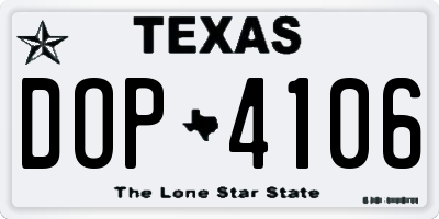TX license plate DOP4106