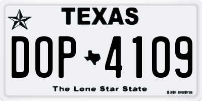 TX license plate DOP4109