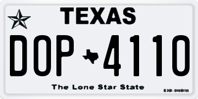 TX license plate DOP4110