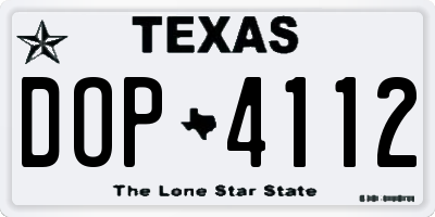TX license plate DOP4112