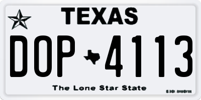 TX license plate DOP4113