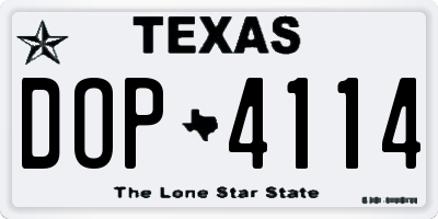 TX license plate DOP4114