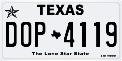 TX license plate DOP4119