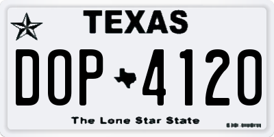 TX license plate DOP4120