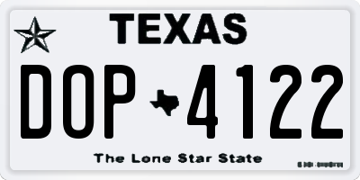 TX license plate DOP4122