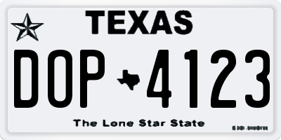 TX license plate DOP4123