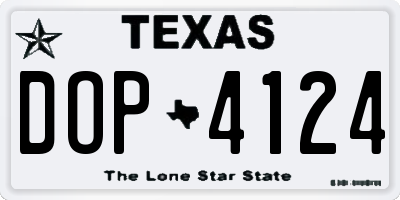 TX license plate DOP4124