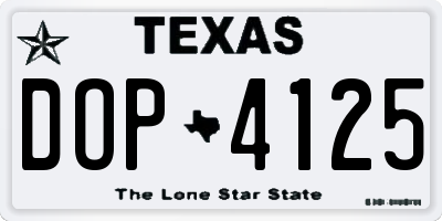 TX license plate DOP4125