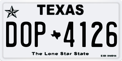 TX license plate DOP4126